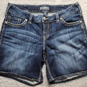 Silver Jeans "Suki Short" Jean Shorts Cut Off  Mid Rise  Sz 16